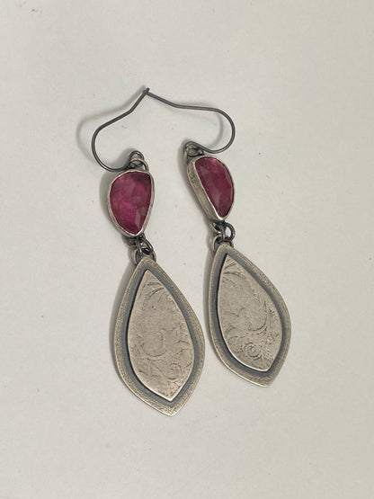 Pink Tourmaline Floral Drop Earrings