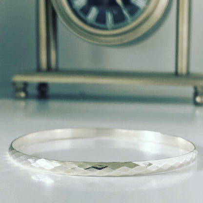Silver Diamond Print Bangle - Choose your size!