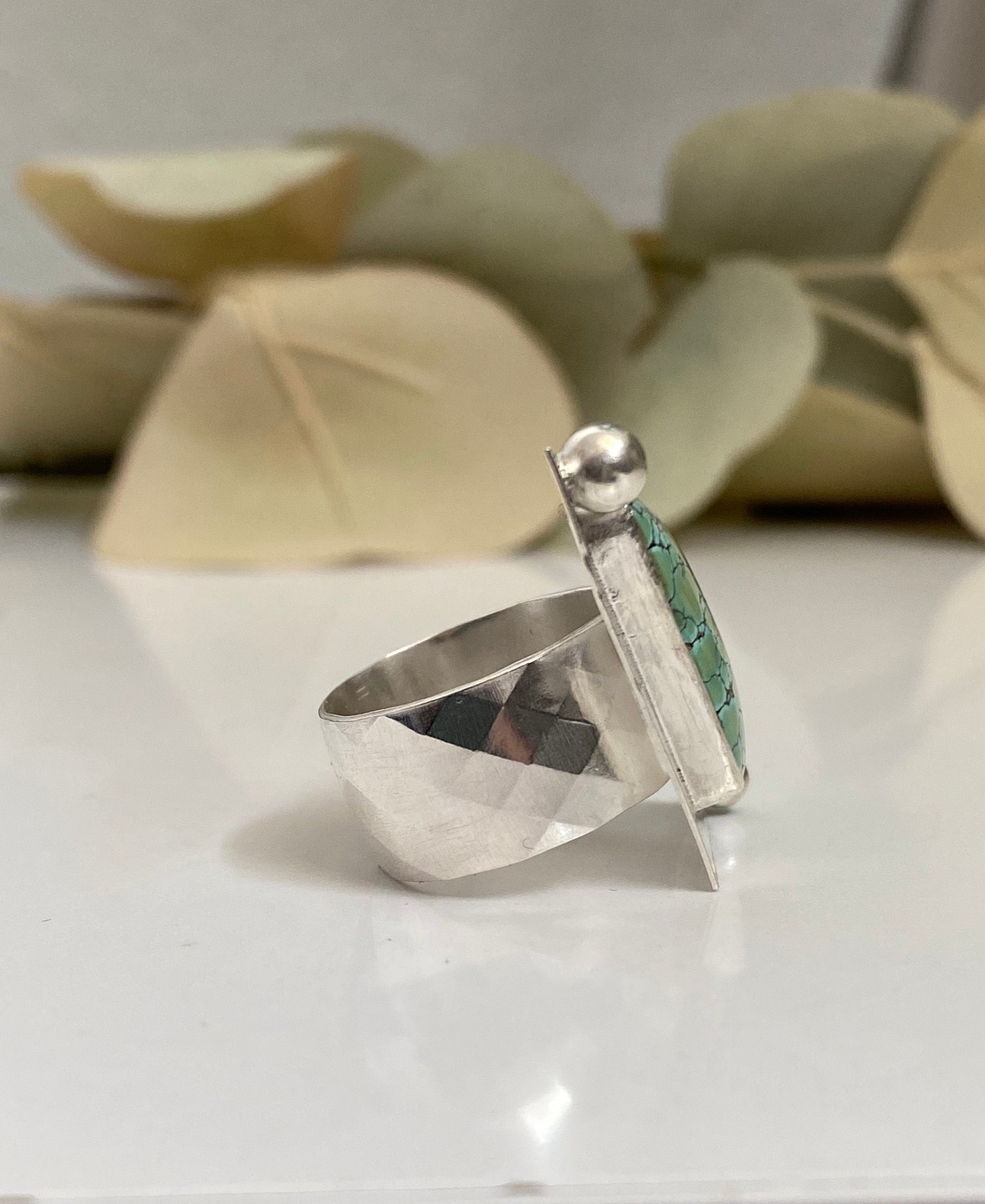 Sea Green Bamboo Mountain Turquoise Angular Ring