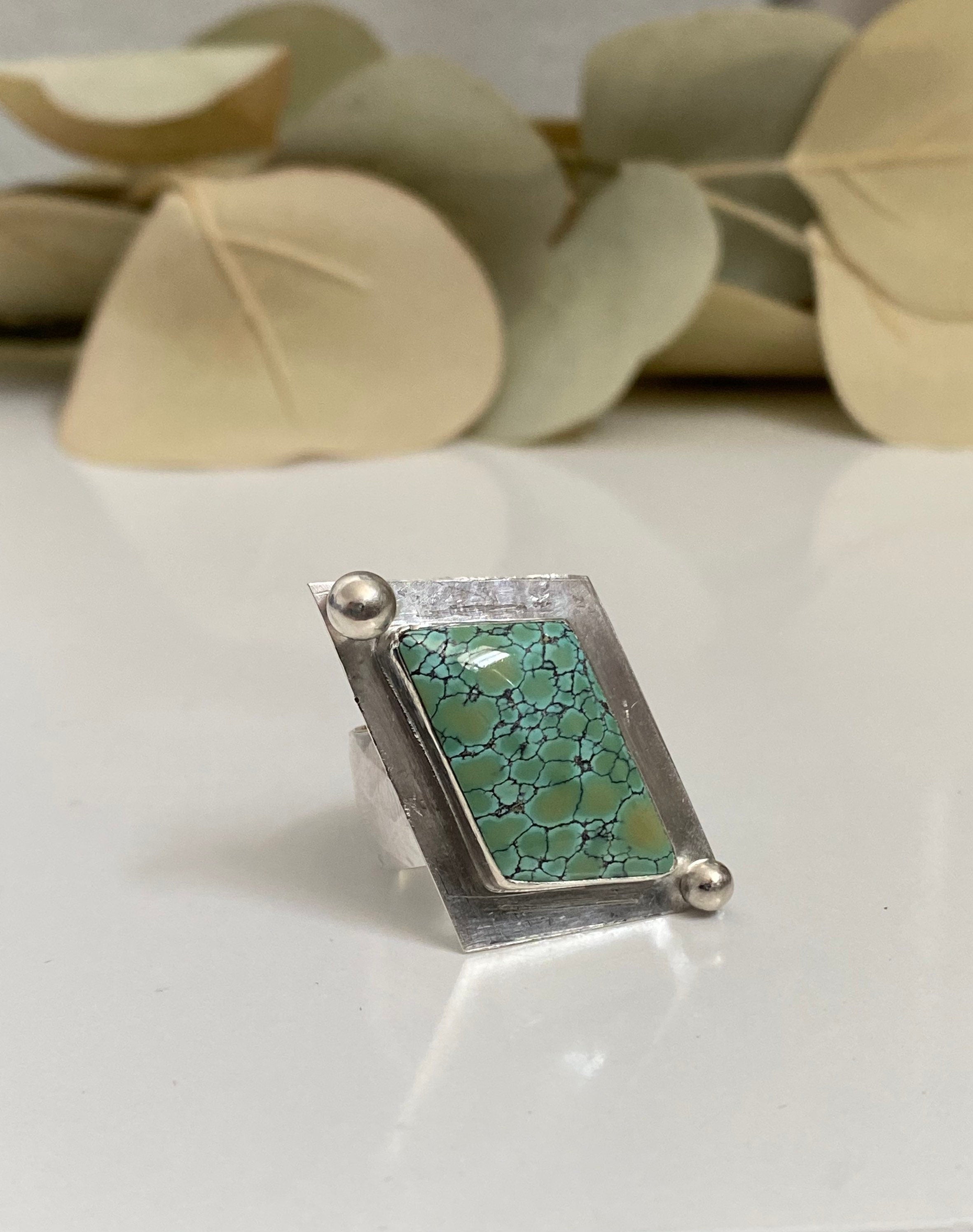 Sea Green Bamboo Mountain Turquoise Angular Ring