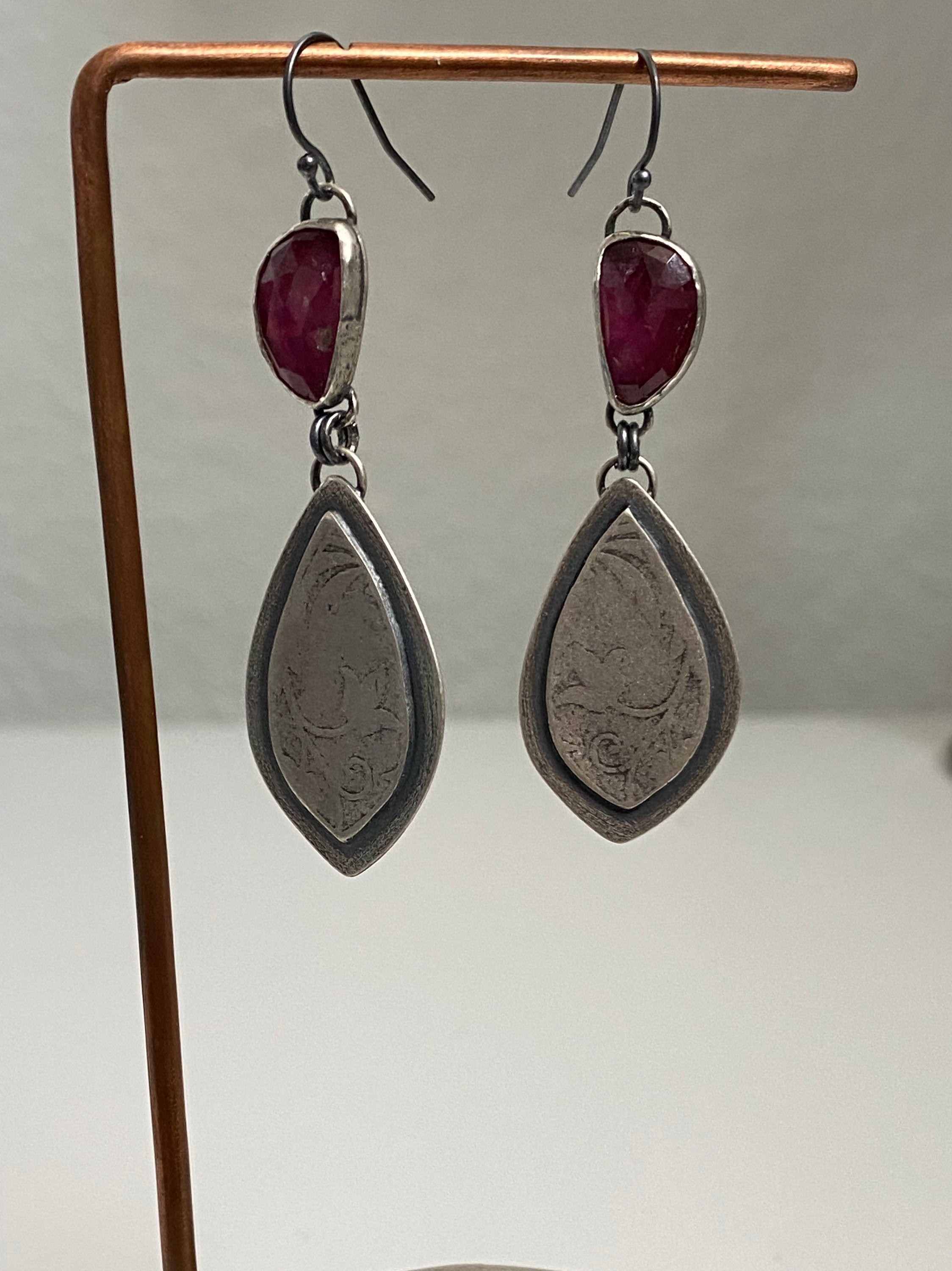 Pink Tourmaline Floral Drop Earrings