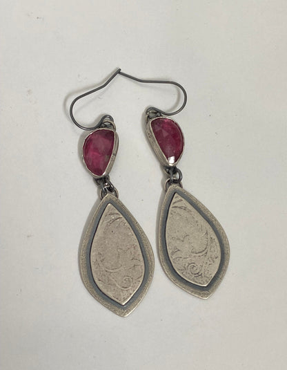 Pink Tourmaline Floral Drop Earrings
