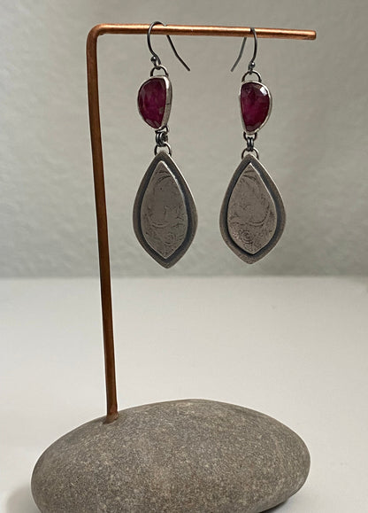 Pink Tourmaline Floral Drop Earrings