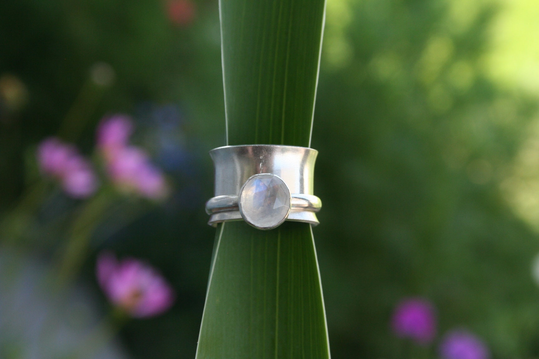Rainbow Moonstone Spinner Ring