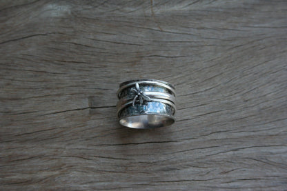 Silver Dragonfly Spinner Ring