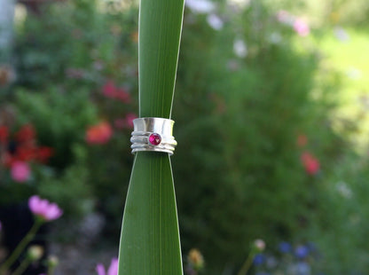 Silver Ruby Spinner Ring