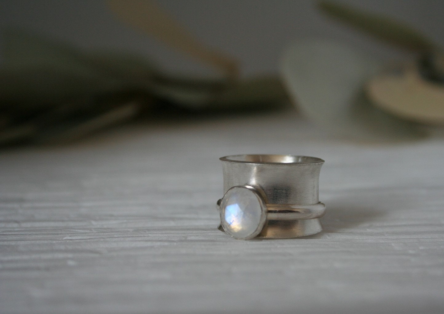 Rainbow Moonstone Spinner Ring