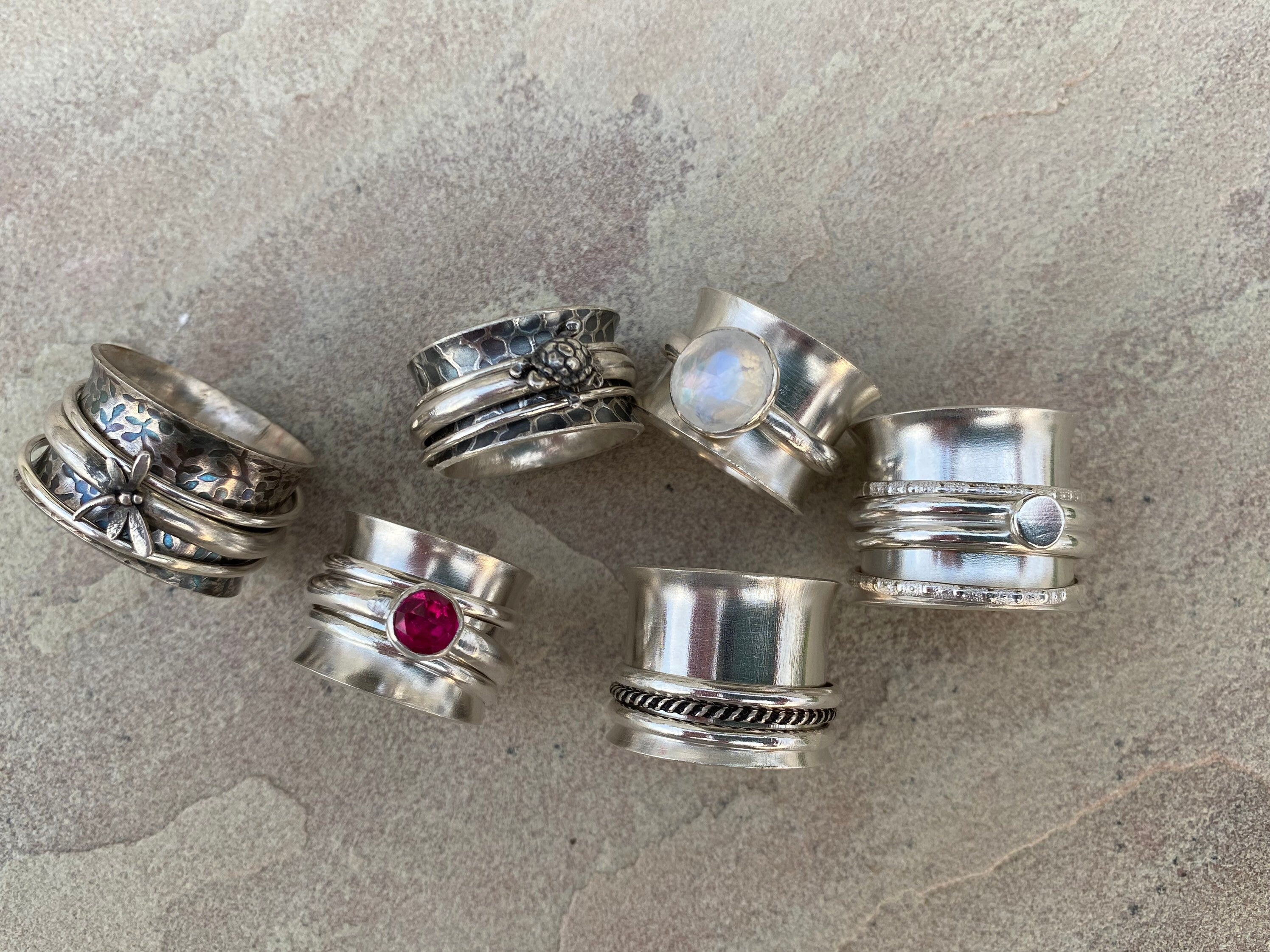 Silver Sequin Spinner Ring