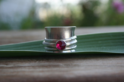 Silver Ruby Spinner Ring