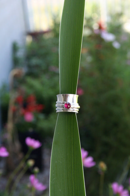 Silver Ruby Spinner Ring