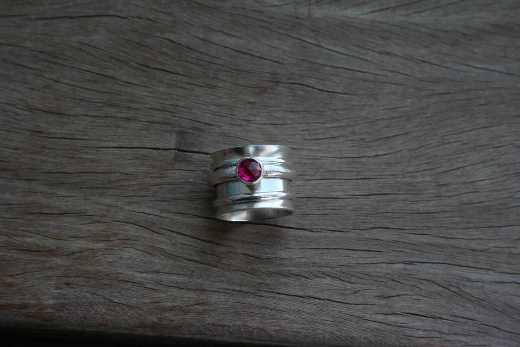 Silver Ruby Spinner Ring