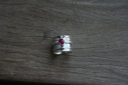 Silver Ruby Spinner Ring