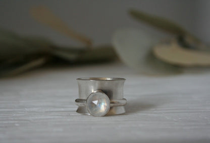 Rainbow Moonstone Spinner Ring