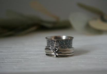 Silver Dragonfly Spinner Ring