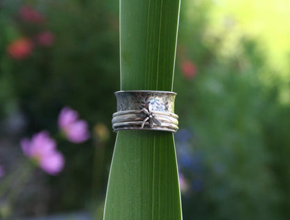 Silver Dragonfly Spinner Ring