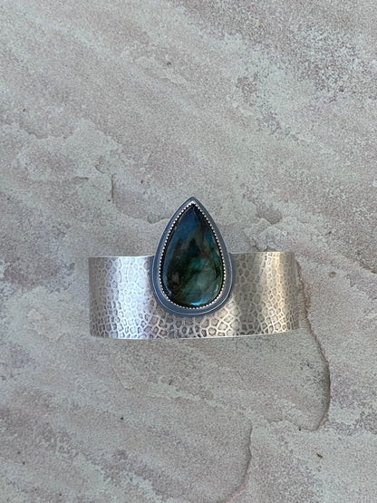 Blue Green Labradorite Silver Cuff