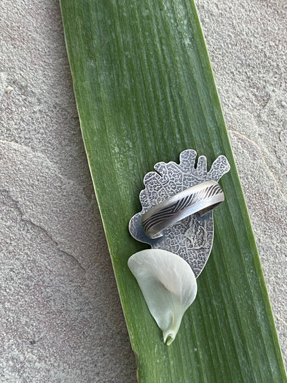 Kintsugi Iron Maiden and Carico Lake Turquoise Cast Silver Cedar Ring