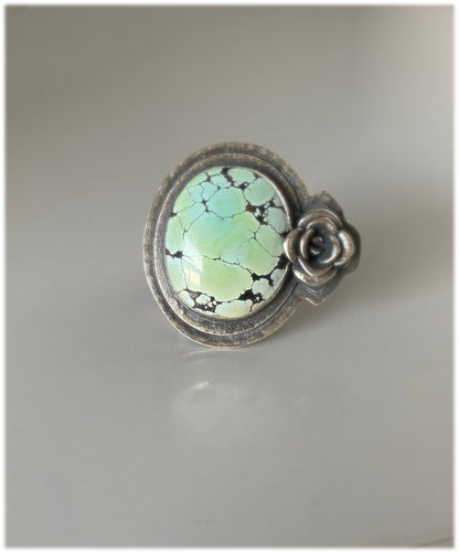 Lime Green Giraffe Turquoise and Succulent Ring