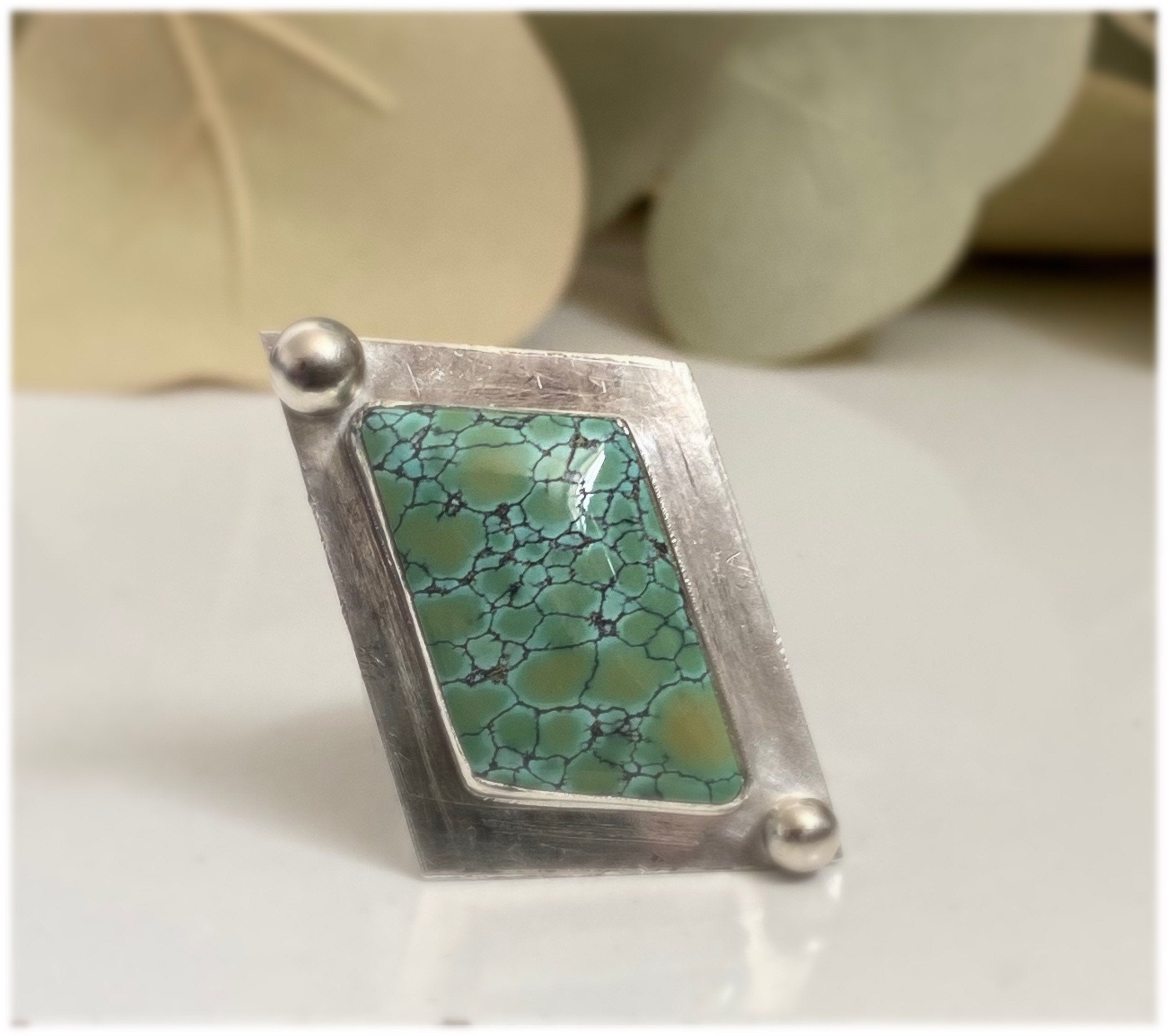 Sea Green Bamboo Mountain Turquoise Angular Ring