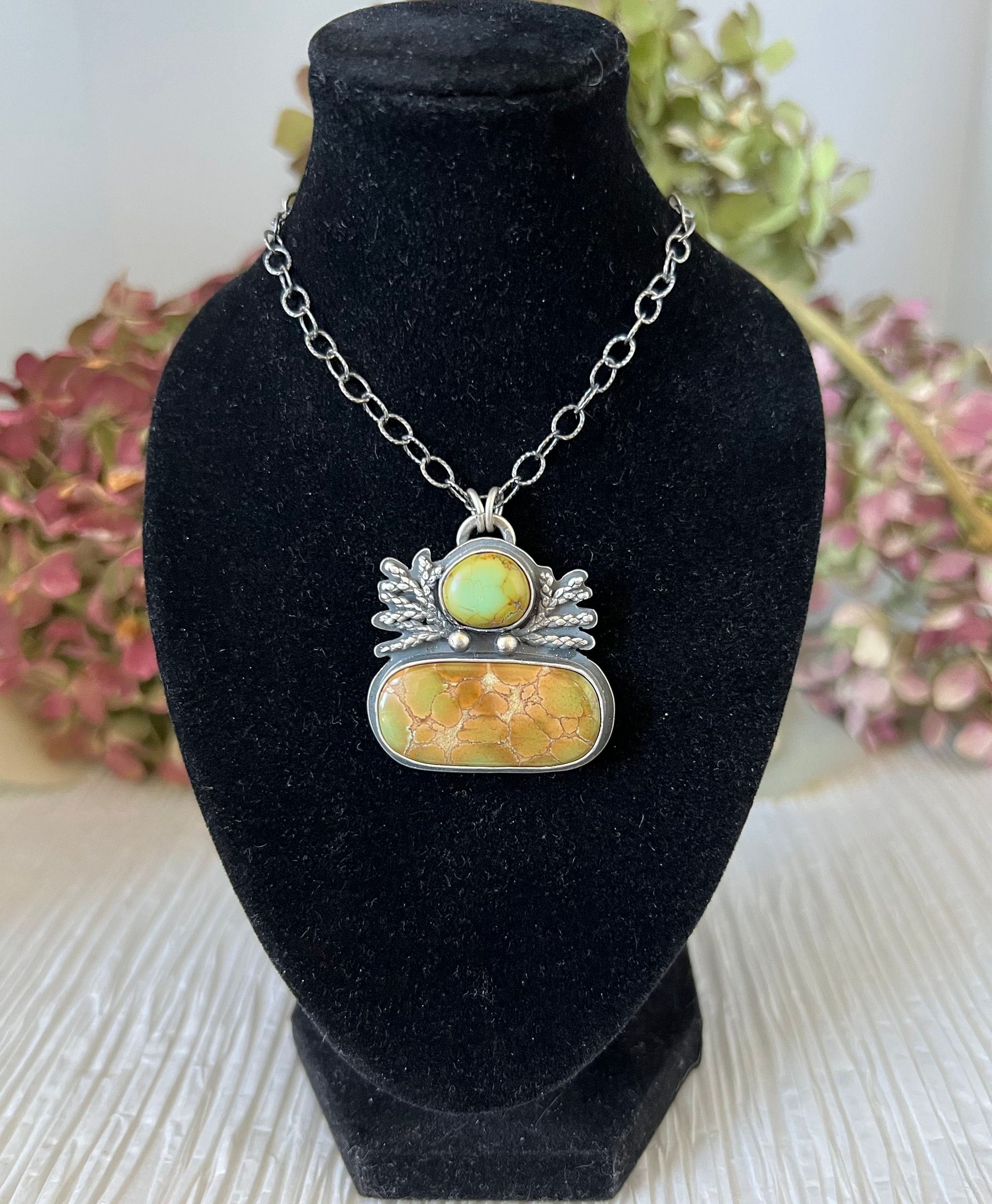 Iron Maiden Turquoise and Silver Cedar Pendant