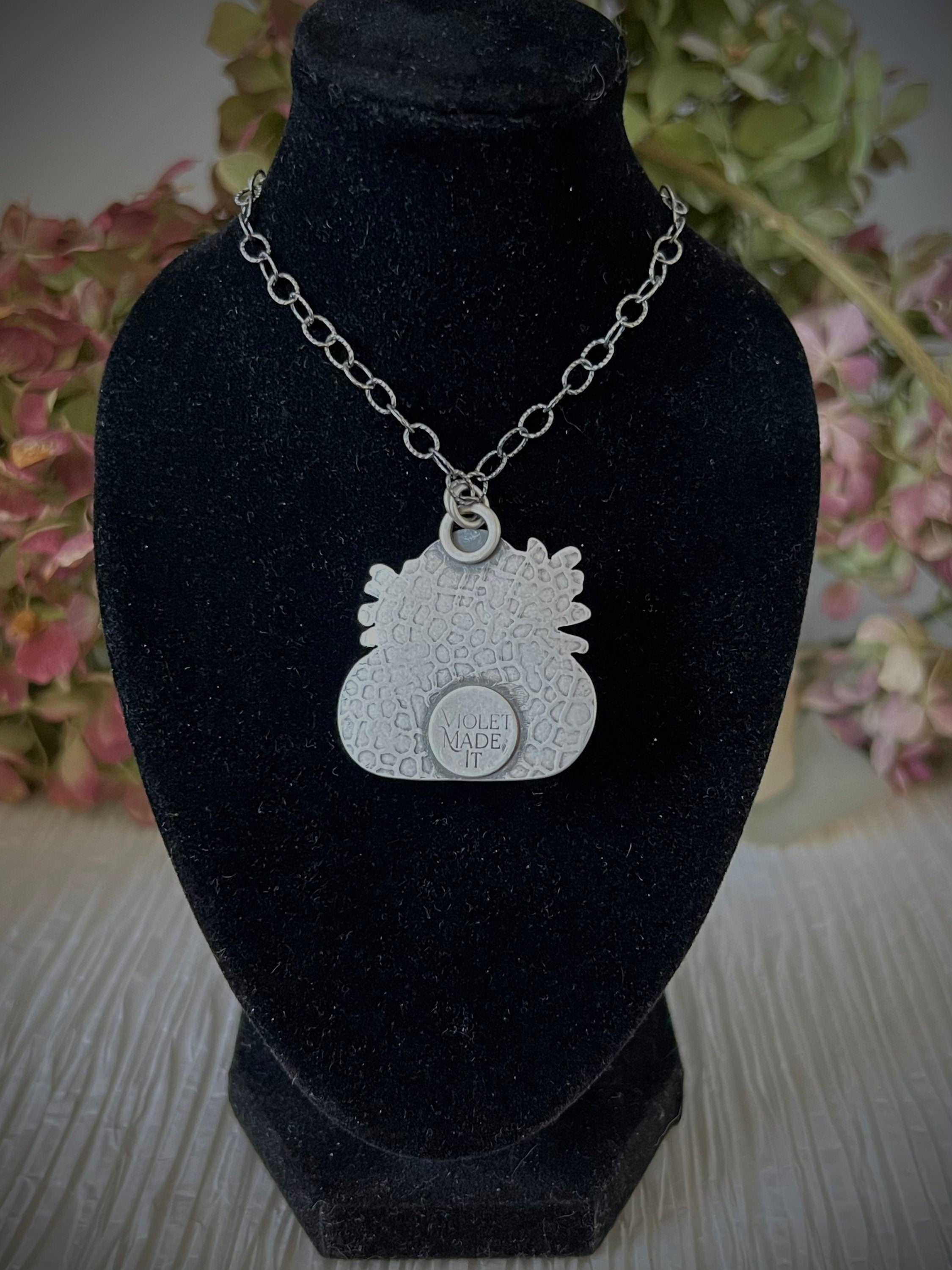 Iron Maiden Turquoise and Silver Cedar Pendant