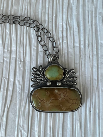 Iron Maiden Turquoise and Silver Cedar Pendant