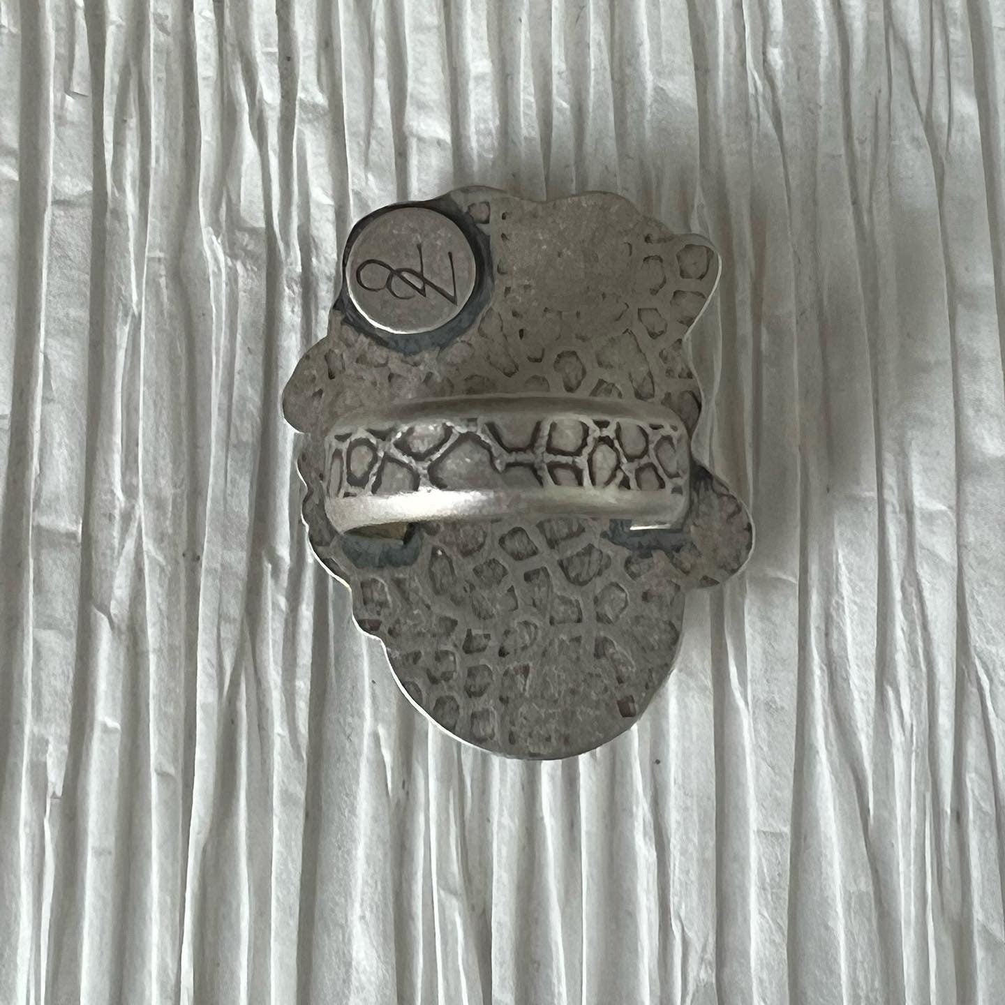 Hubei Turquoise and New Lander Variscite Cedar Silver Ring