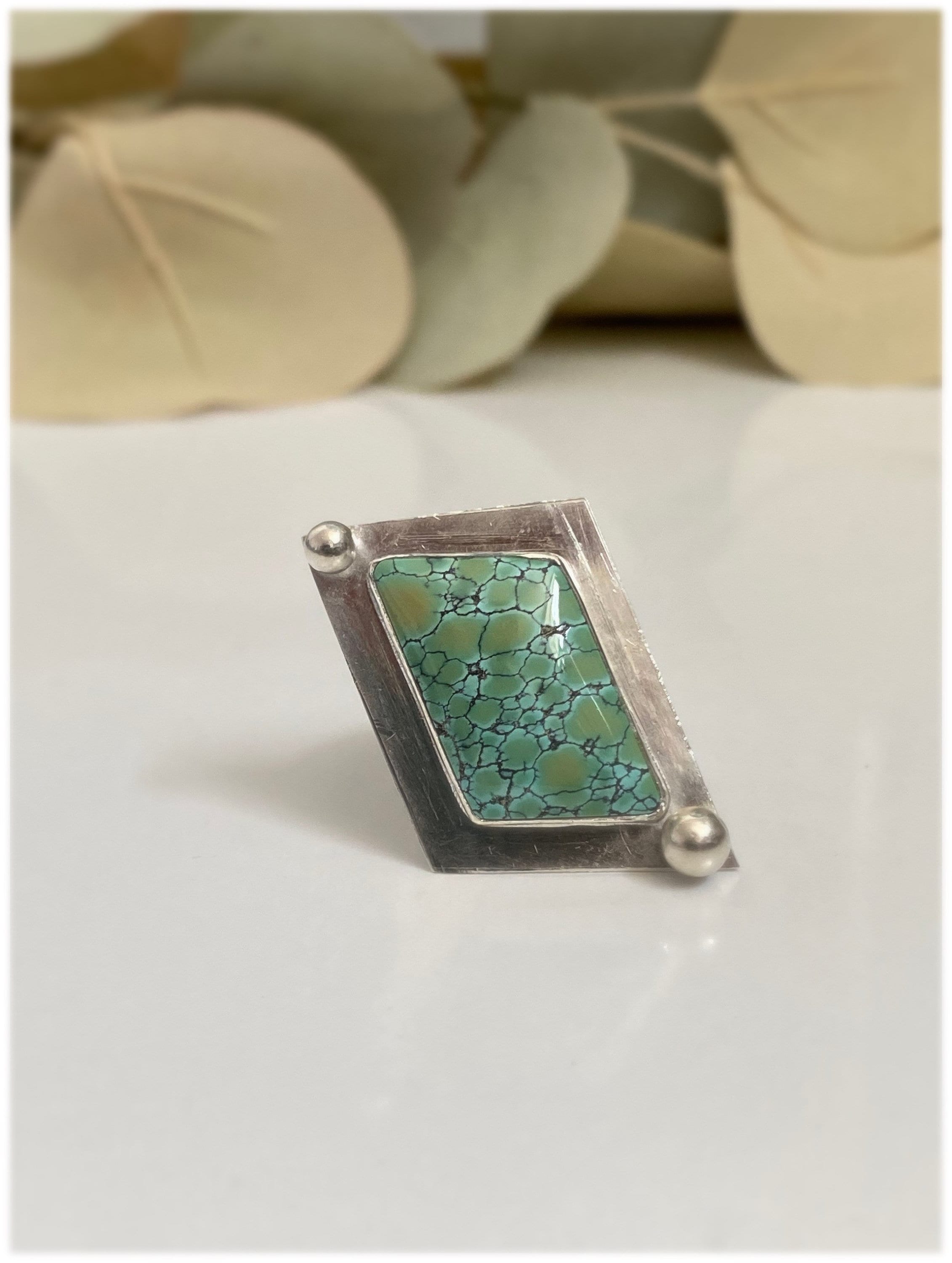 Sea Green Bamboo Mountain Turquoise Angular Ring