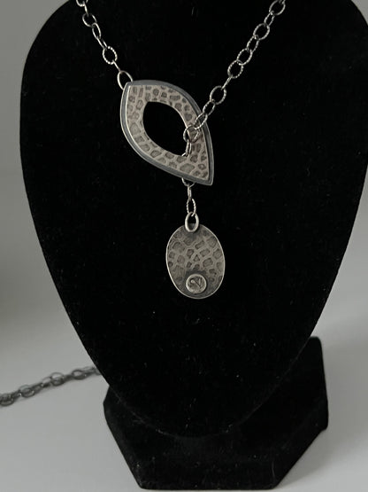 Oval Moonstone Lariat Necklace ~ Sea Ice Collection