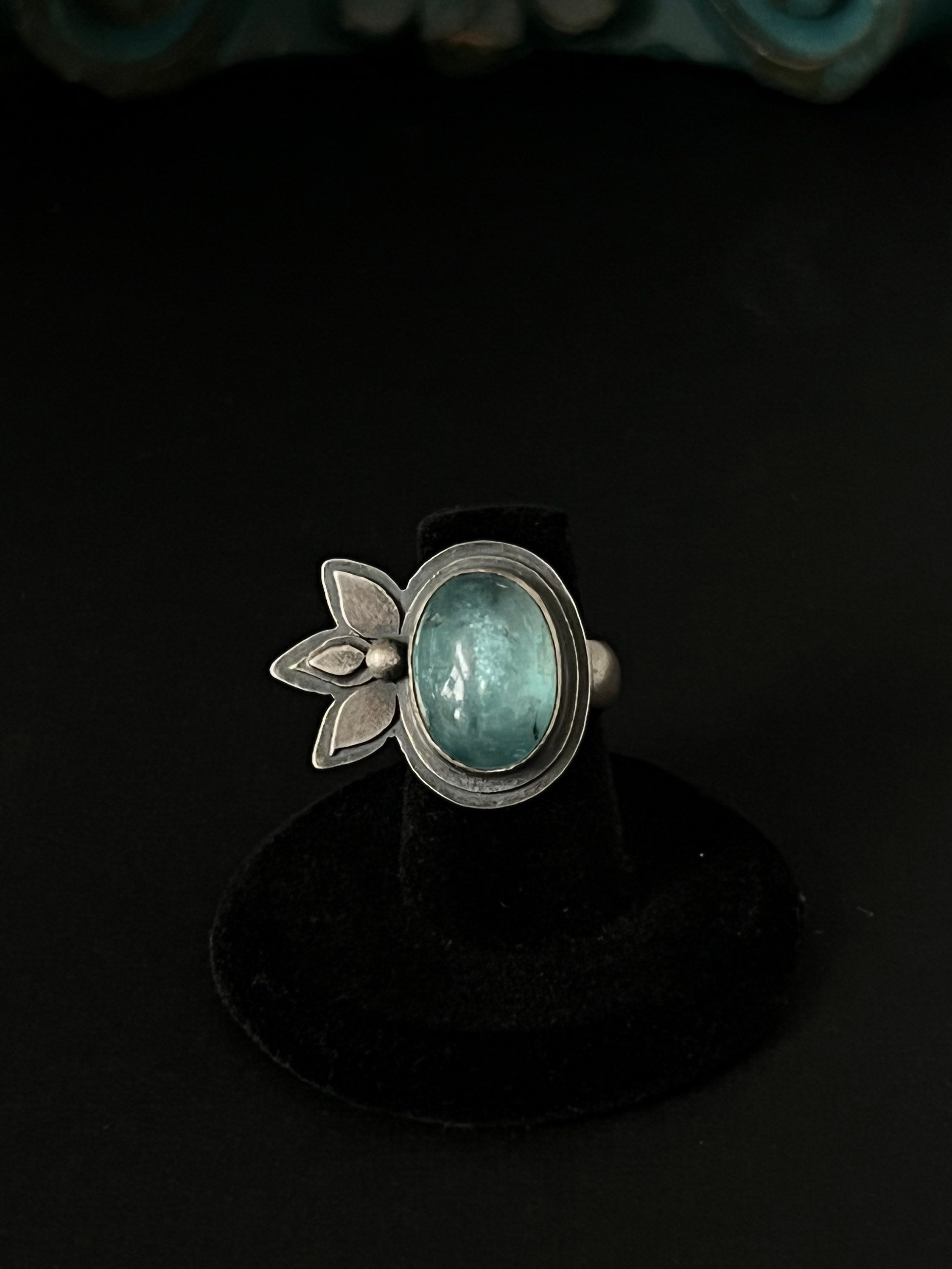 Smooth Oval Aqua Kyanite Statement Ring ~ Size 6.75 ~ Sea Ice Collection