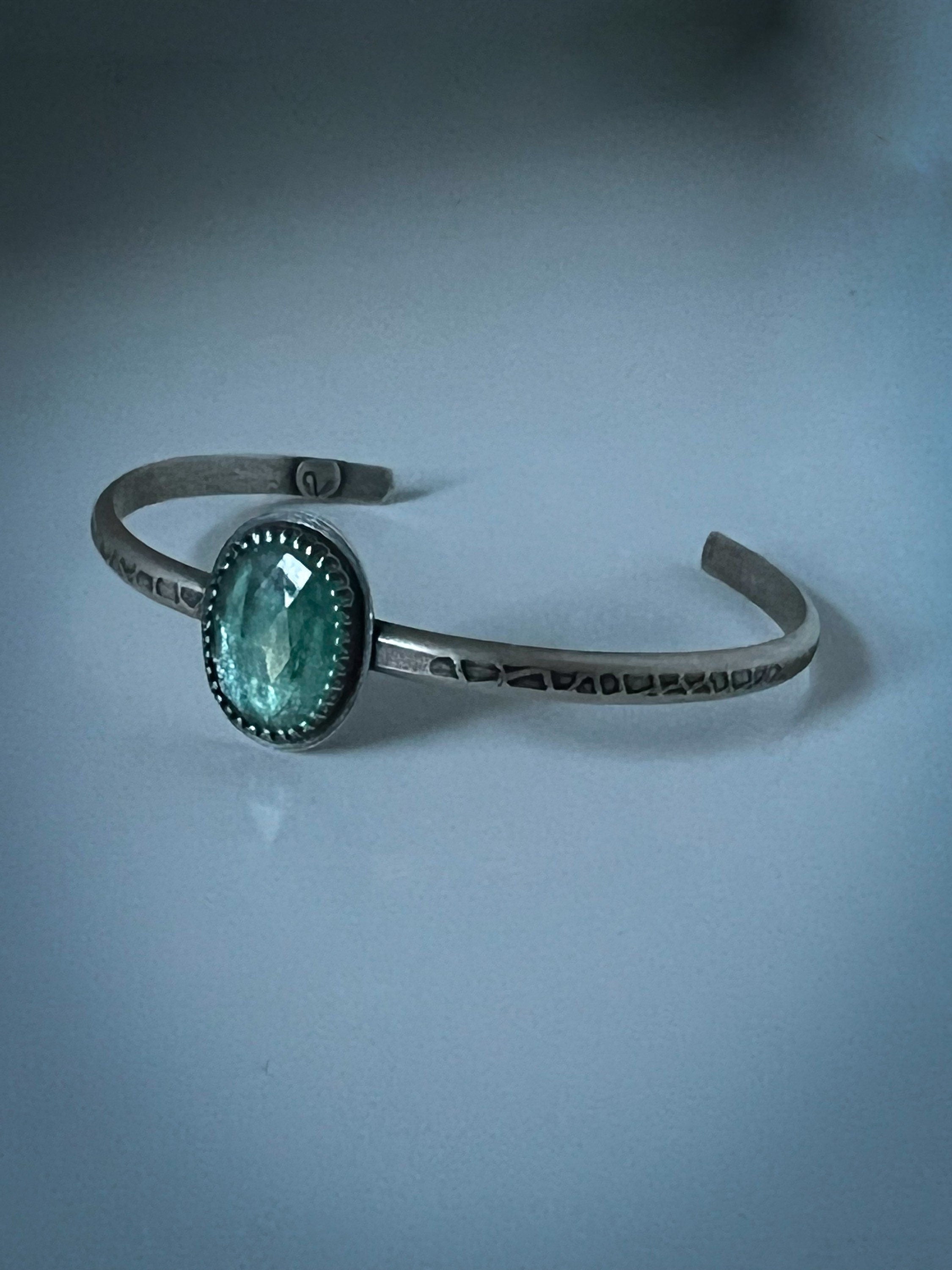 Oval Aqua Kyanite Cuff ~ Sea Ice Collection