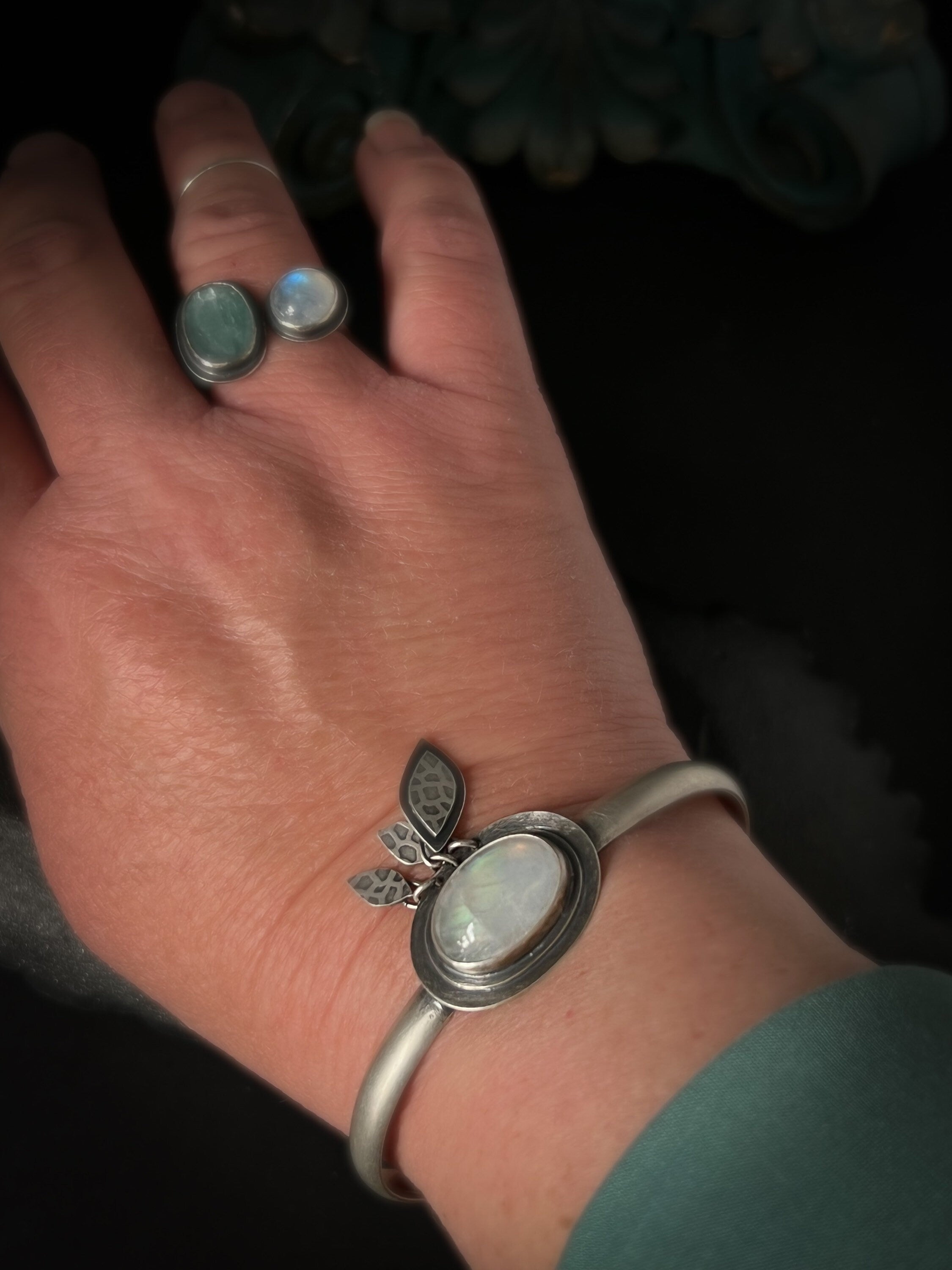 Rainbow Moonstone Cuff ~ Sea Ice Collection