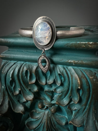 Oval Rainbow Moonstone Cuff ~ Sea Ice Collection