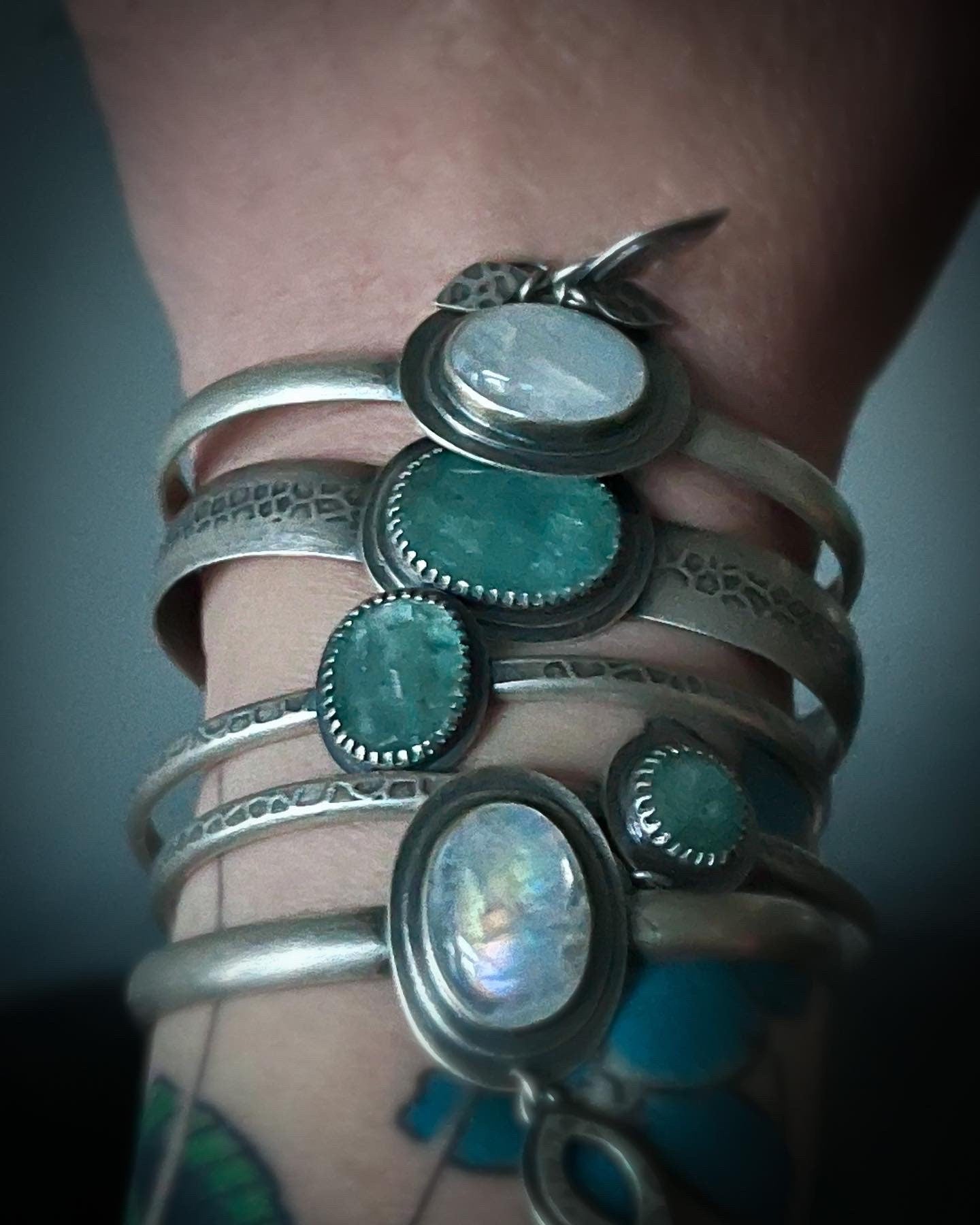 Oval Aqua Kyanite Cuff ~ Sea Ice Collection