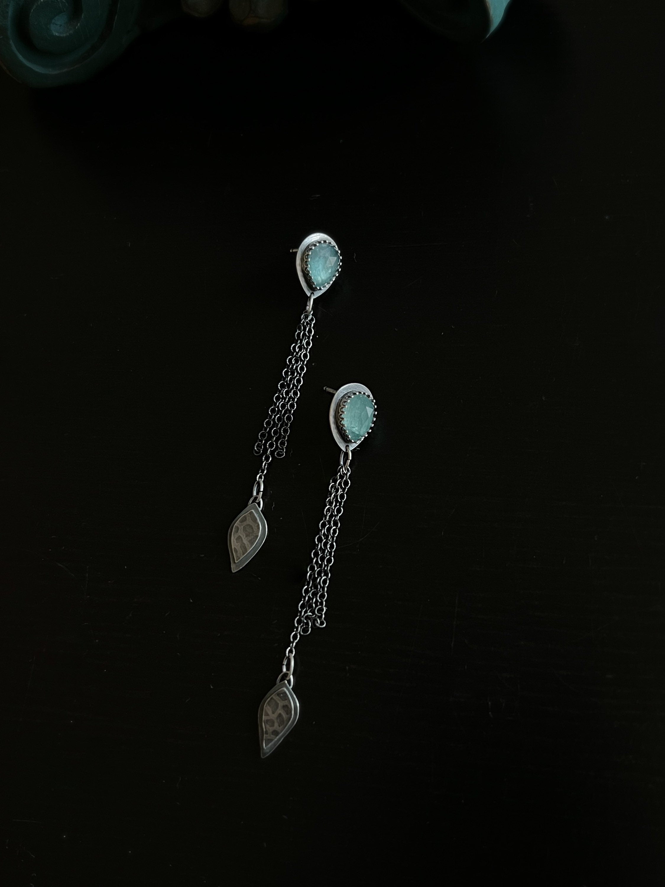 Teardrop Aqua Kyanite Dangle Earrings ~ Sea Ice Collection