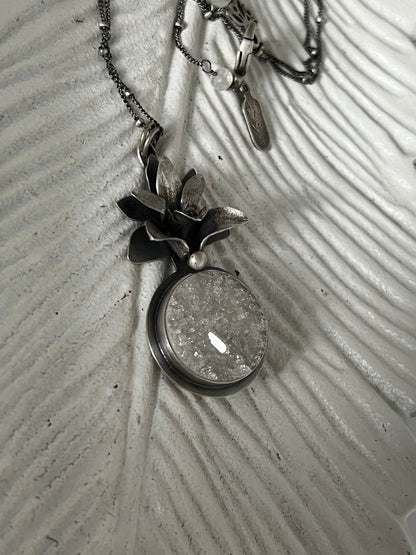 Crystal Cave Quartz & Orchid Pendant ~ Donation Piece