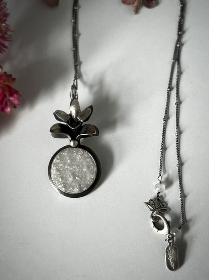 Crystal Cave Quartz & Orchid Pendant ~ Donation Piece