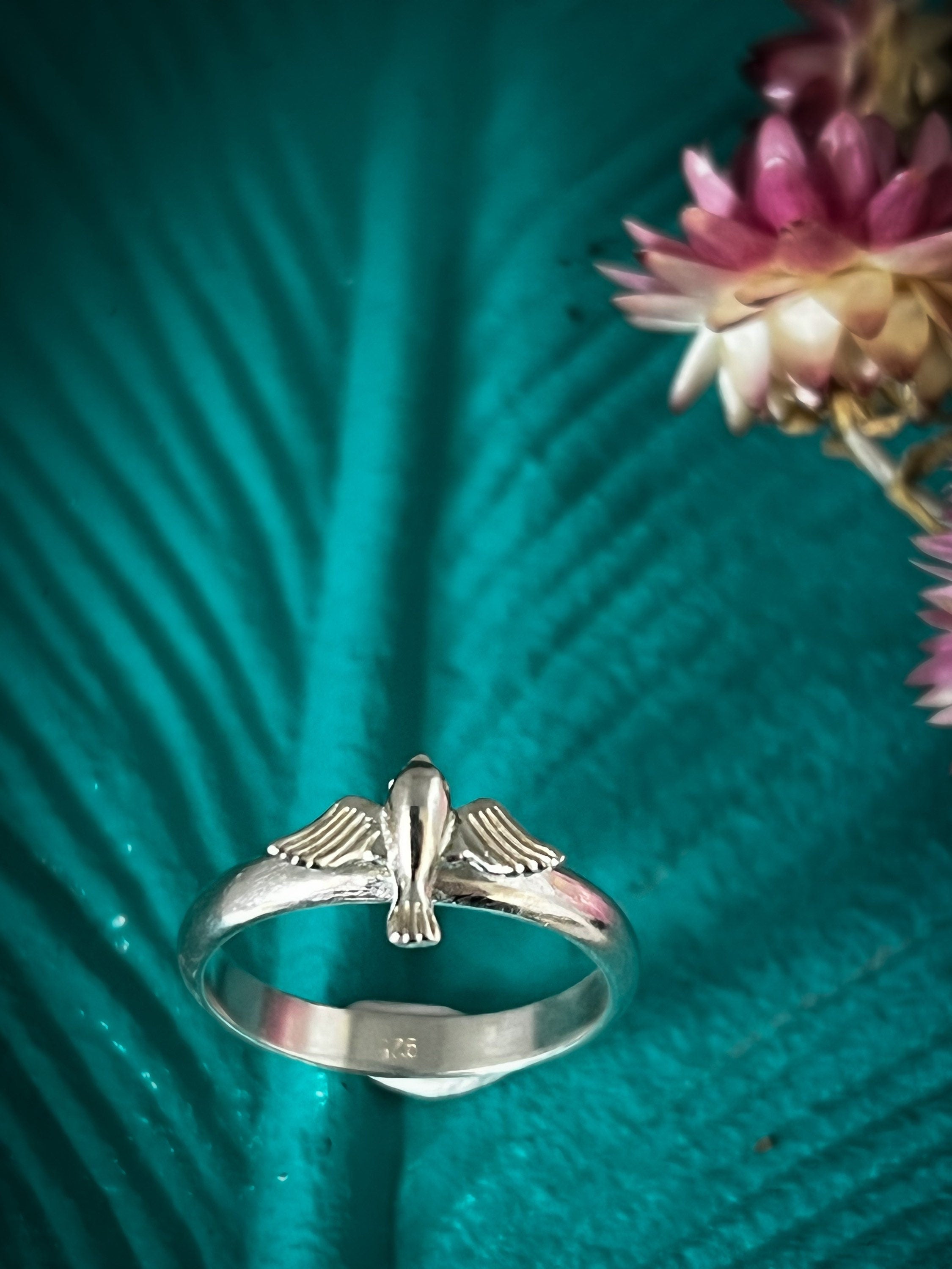 Silver Swallow Stacking Ring ~ size 9