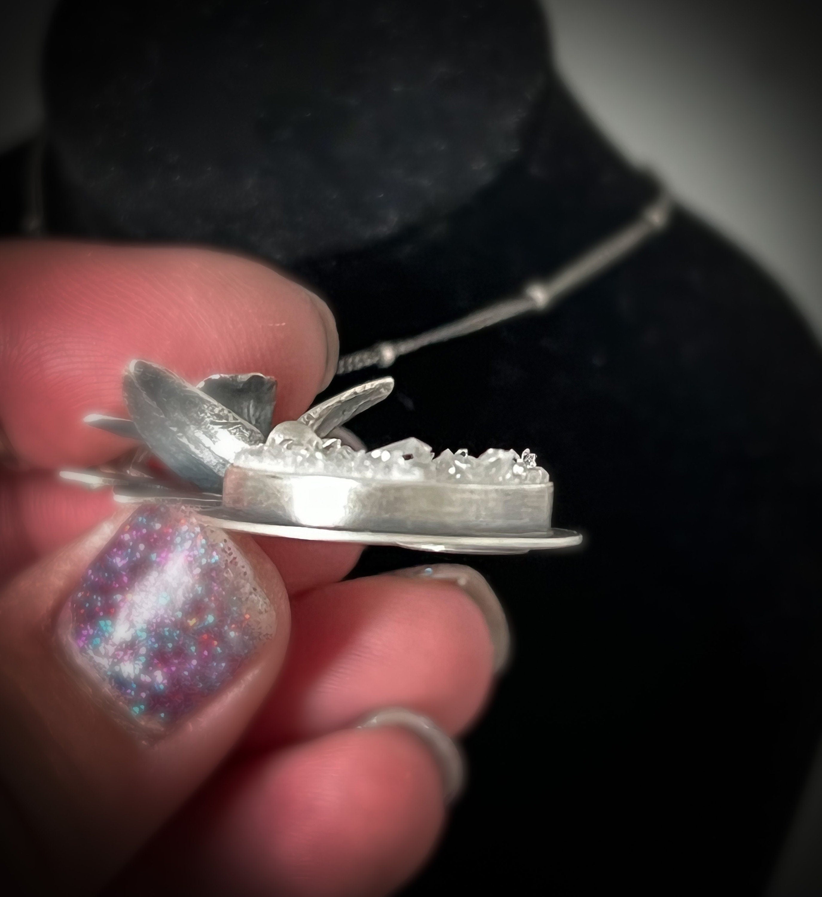 Crystal Cave Quartz & Orchid Pendant ~ Donation Piece