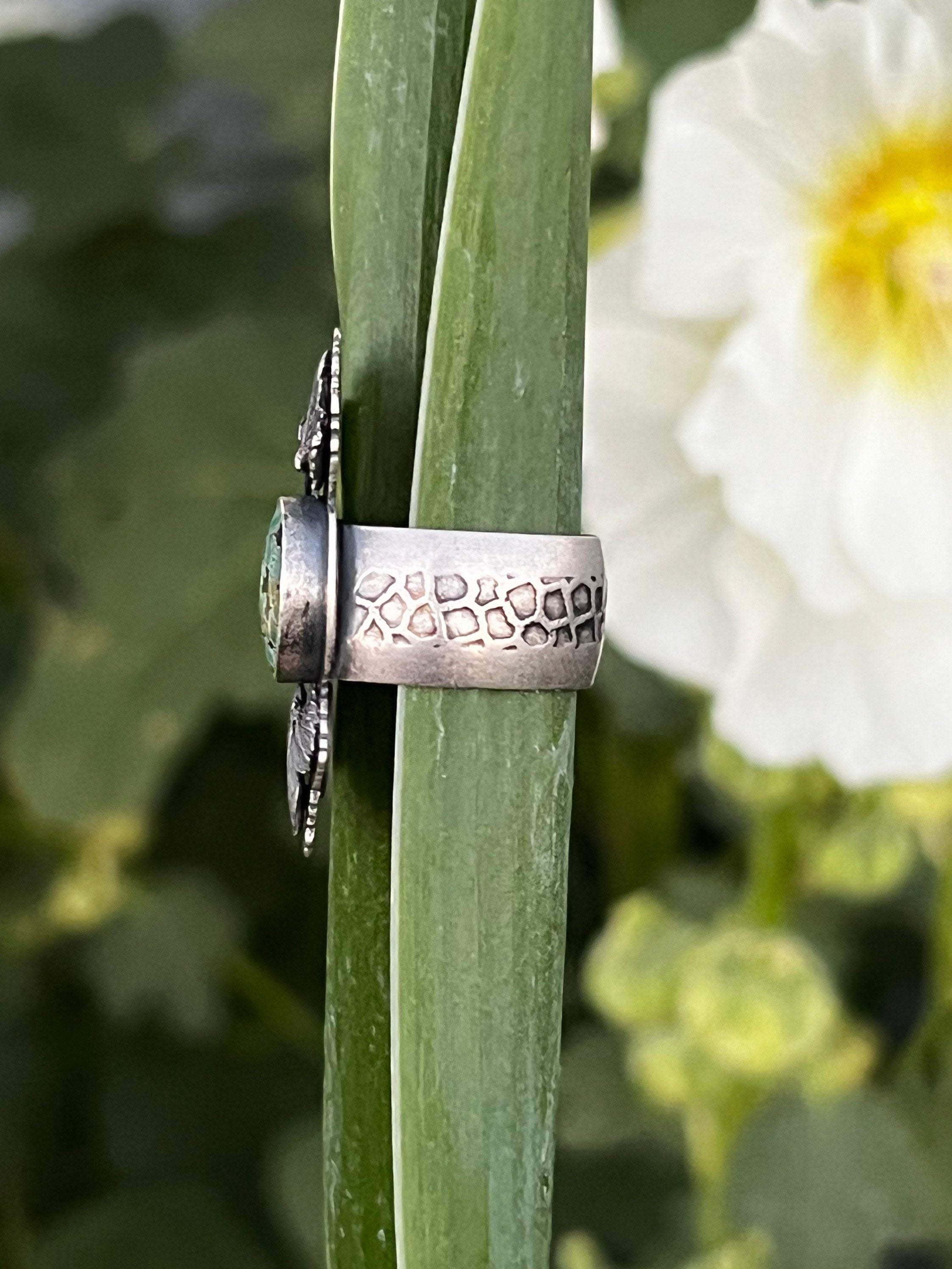 Treasure Mountain Turquoise and Leaf Ring