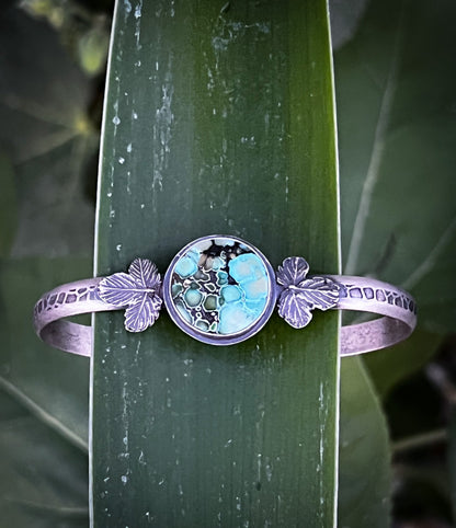 Bamboo Mountain Turquoise and Leaf Cuff