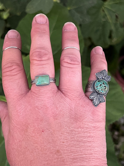 Treasure Mountain Turquoise and Leaf Ring