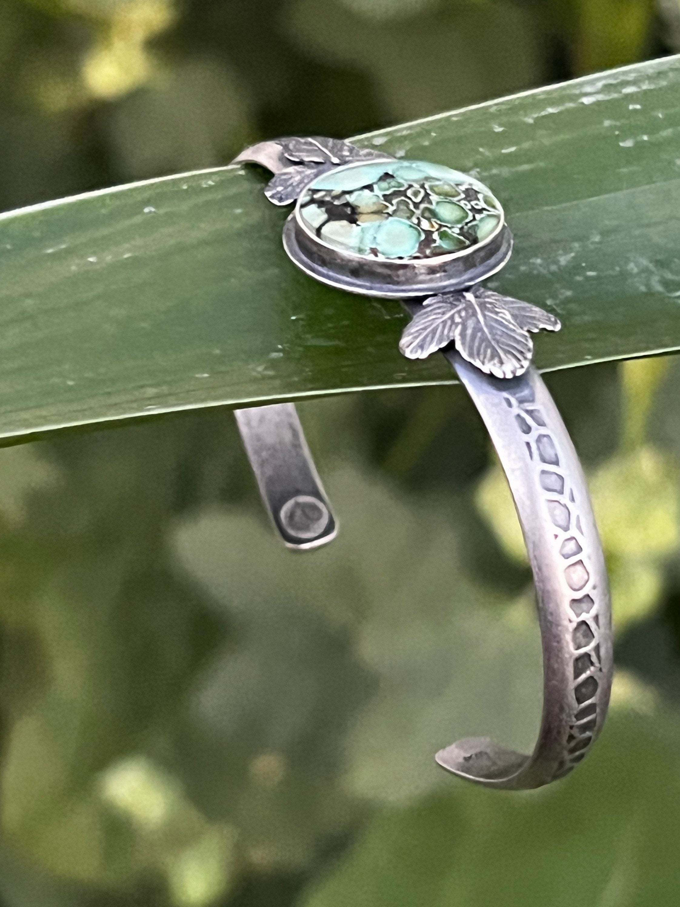 Bamboo Mountain Turquoise and Leaf Cuff