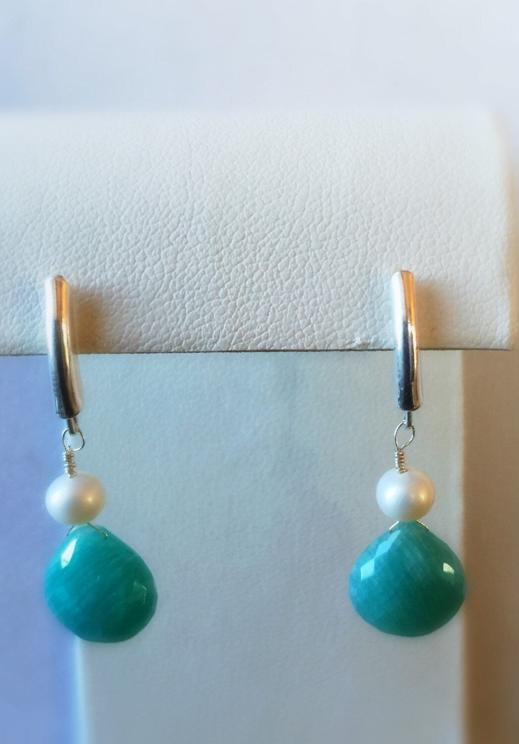 Amazonite and Freshwater Pearl Earrings