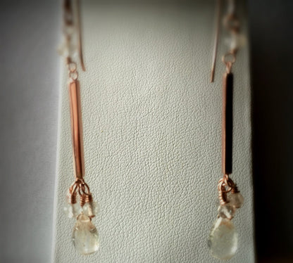 Oregon Sunstone and Rose Gold Earrings