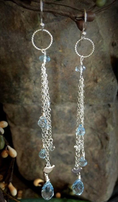 Blue Topaz Birdie Earrings