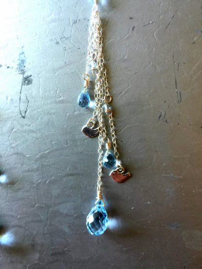 Blue Topaz Birdie Earrings